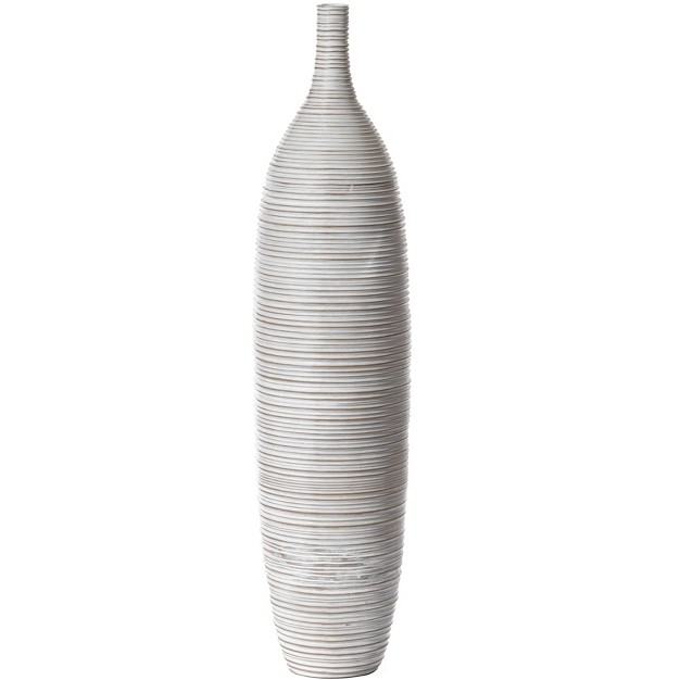 Uniquewise White Floor Vase Ribbed Design Modern Elegant Home Decoration Tall Ceramic Vases Contemporary Living Room Accent Sophisticated Decor