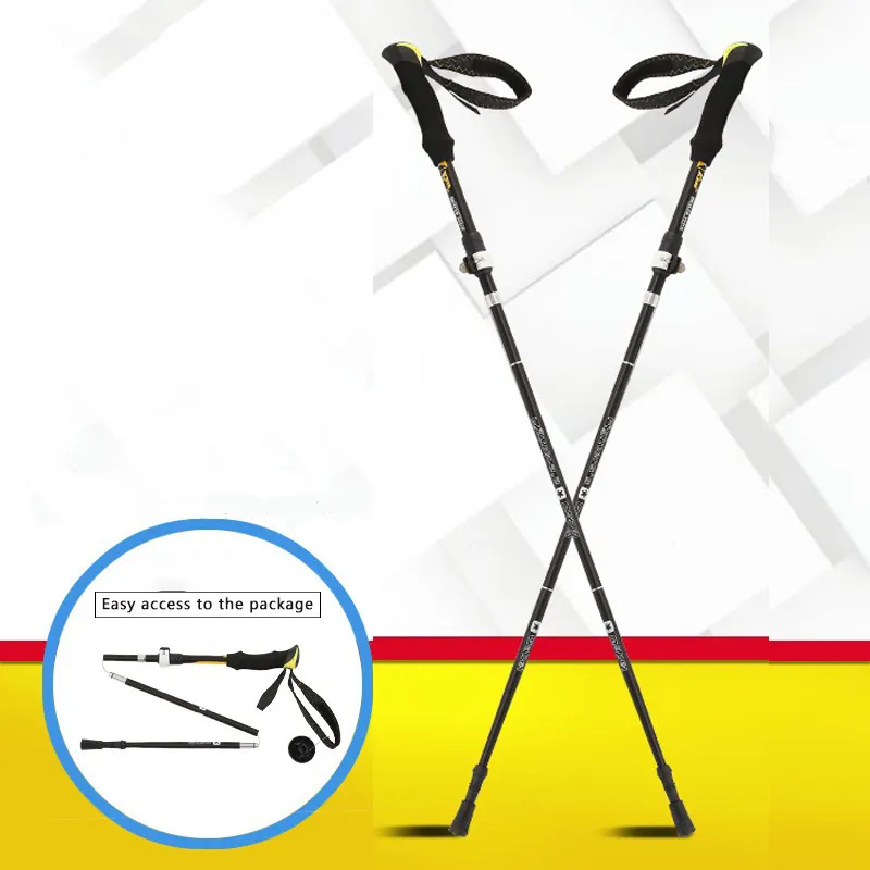 JSJM Outdoor Trekking Pole Foldable Telescopic Aluminum oy Cane Climbing Hiking Trekking Pole