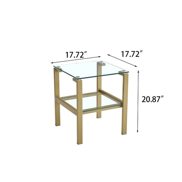 Tempered Glass End Side Table with Gold Legs