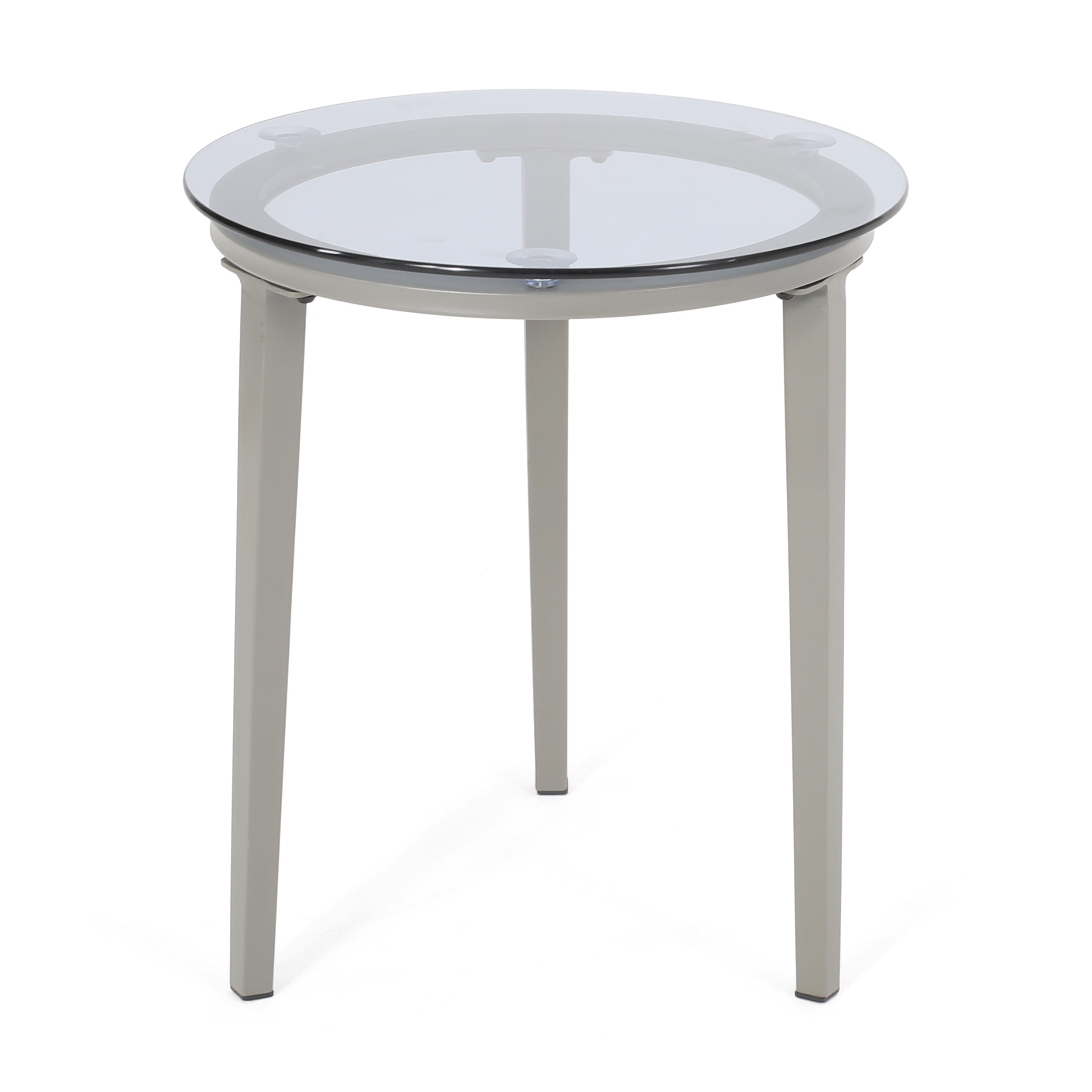 Kalyiah Outdoor Modern Side Table with Tempered Glass Top