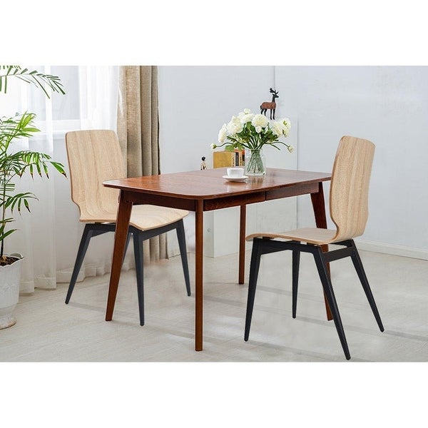 4 Pack Kitchen Dining Chairs with Bentwood Seat and Metal Legs， Ergonomic Design， Natural - 16.5”L X 18.9” W X 32.7”H