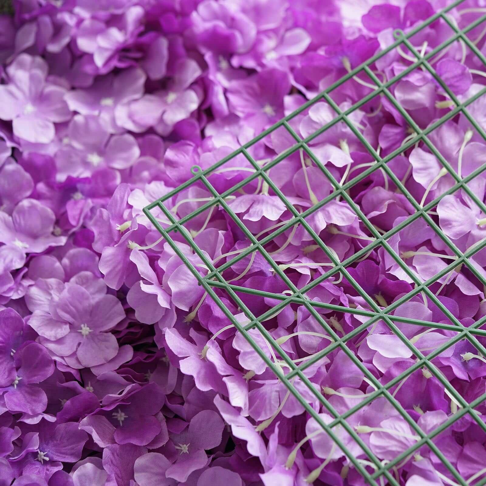 Purple UV Protected Hydrangea Flower Wall Mat Backdrop 4 Artificial Panels 11 Sq ft.