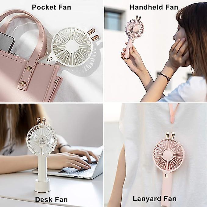 Handheld Mini Fan， 3 In 1 Small Fan With 7 Colors Led Lights， 3 Adjustable Speeds For Kids， Girls And Women Outdoors White Dog