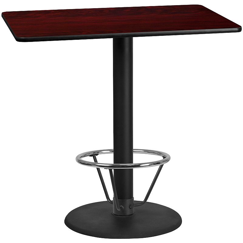 Emma and Oliver 30x48 Black Laminate Bar Table Top-24RD Base/Foot Ring