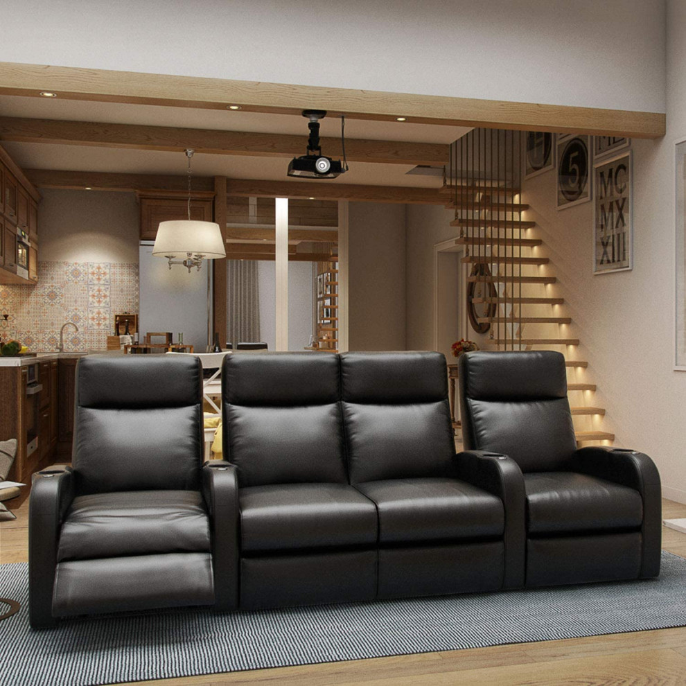 Home Theater Seating Set of 4   Black   Contemporary   Theater Seating   by Imtinanz  LLC  Houzz