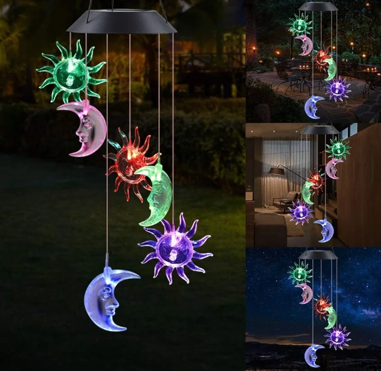 Solar Power Wind Chime Hummingbird Mobile Portable Waterproof Outdoor Romantic Wind Bell Light for Patio Yard Garden Home