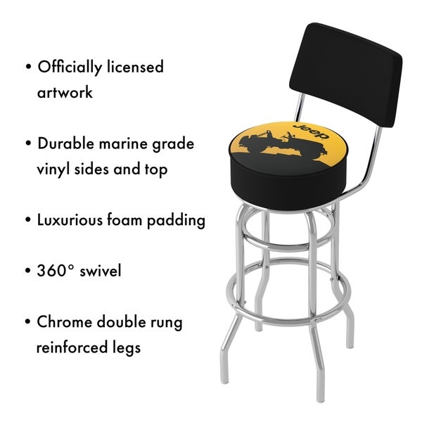 Jeep Silhouette 360 Degree Swivel Barstool with Foam Padded Seat And Back - 20 x 20 x 31