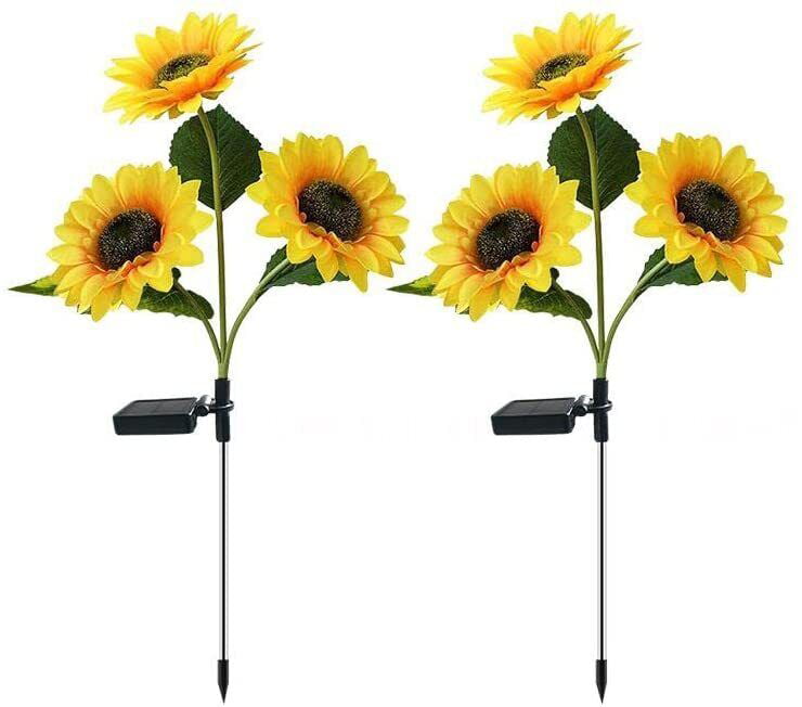 3 Outdoor Garden Sunflower Solar Lights Upgrade LED Yard Path Landscape Light