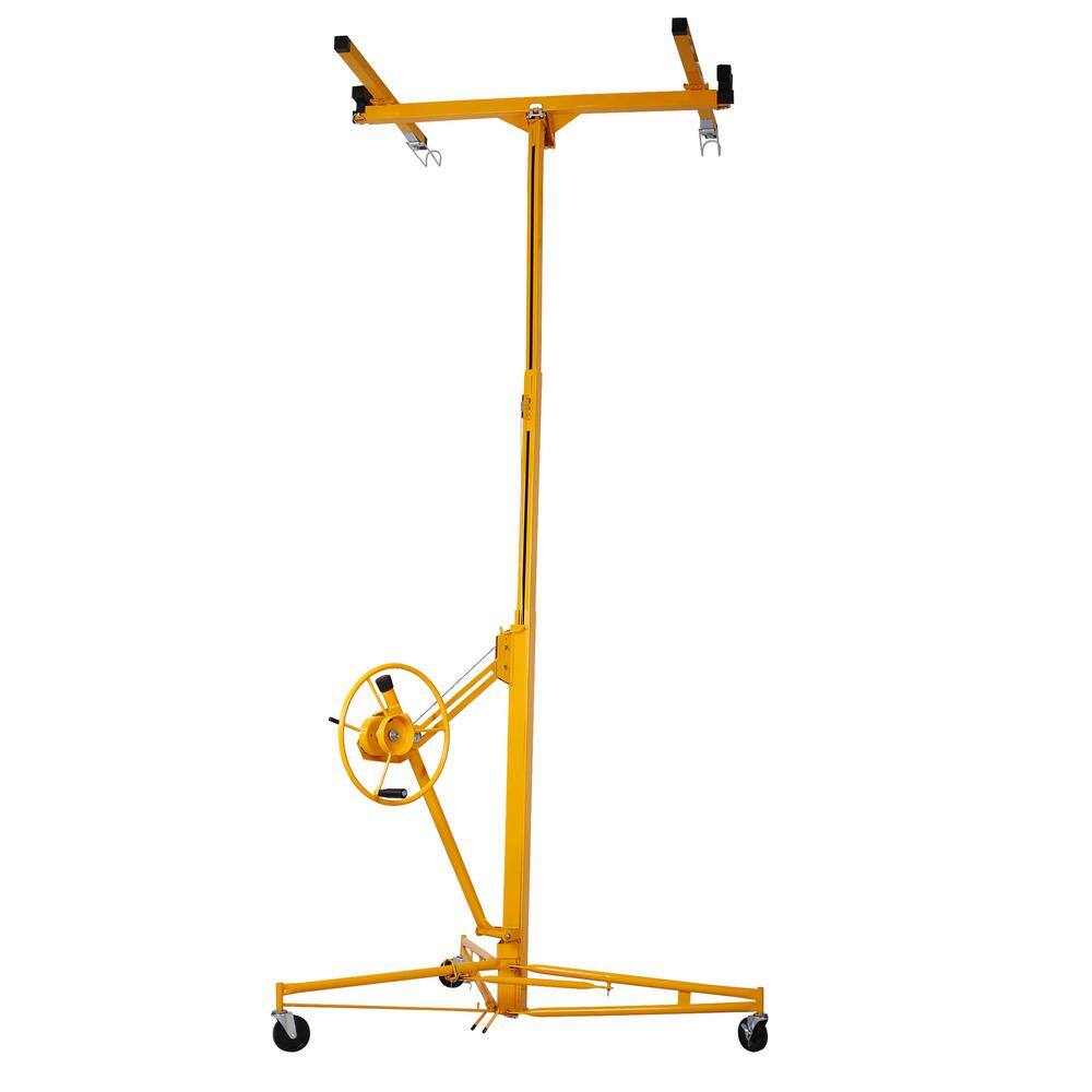 Tidoin 11 ft. Yellow Drywall Lift Panel Lift Drywall Panel Hoist Jack Lifter V-XY-014