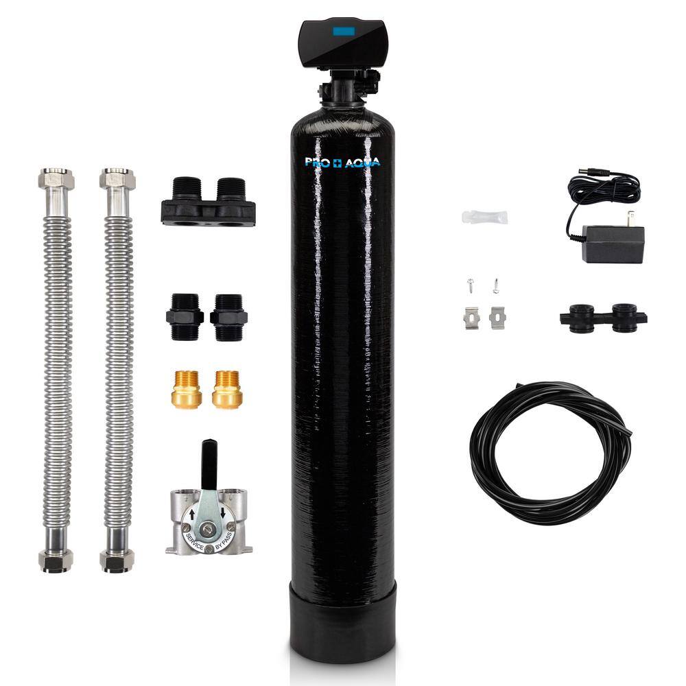 PRO+AQUA Whole House Well Water Filtration System Filters Iron Sulfur Manganese and More 1 in. Digital Valve 1 cu. ft. PRO-WELL-1E