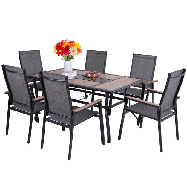 7pc Patio Set With Table amp Sling Chairs Captiva Designs