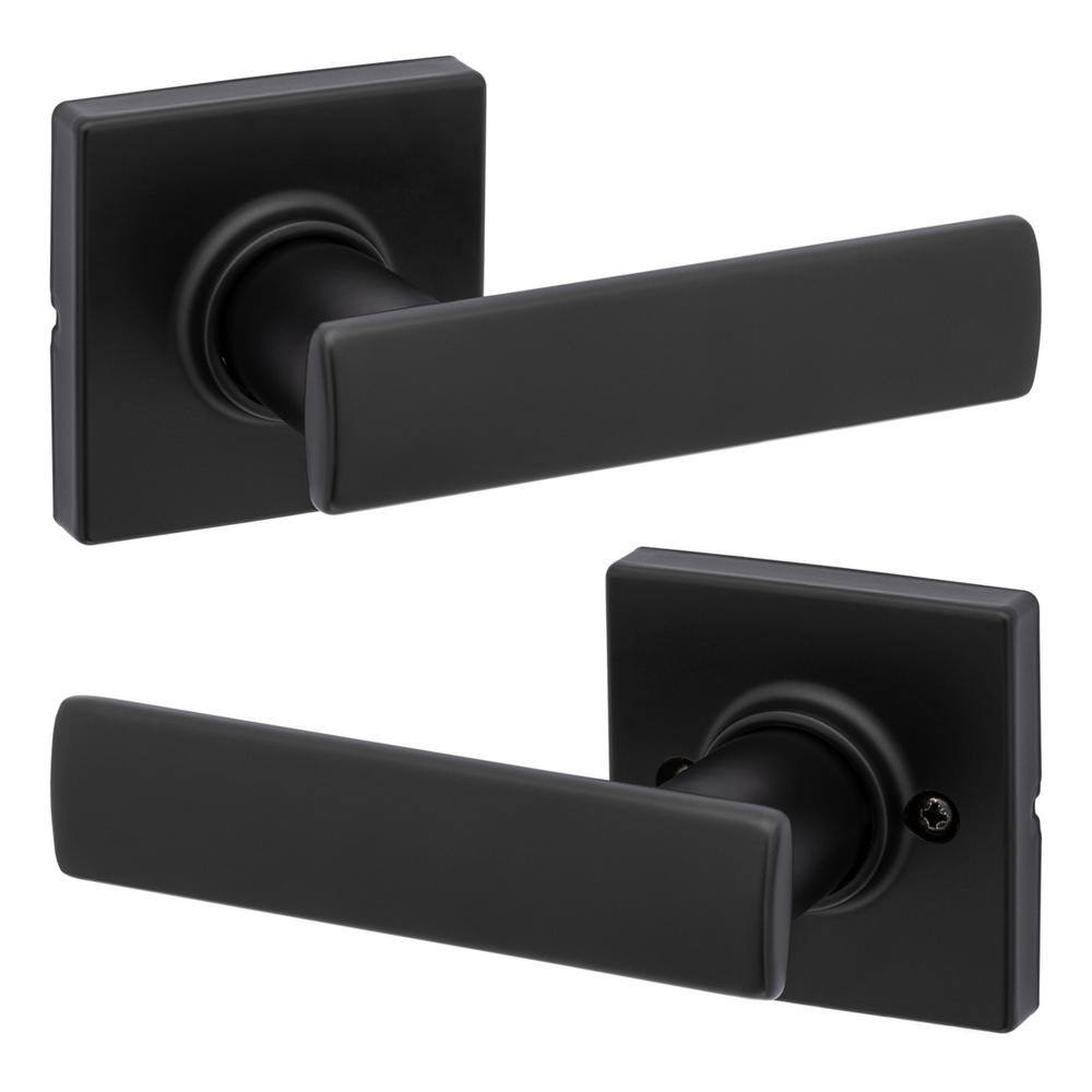 Kwikset Breton Square Matte Black HallCloset Door Lever Featuring Microban 200BRNLSQT5146A