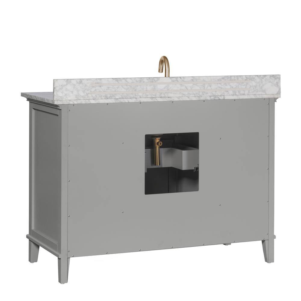 Home Decorators Collection Grayson 49 in. W x 22 in. D x 35 in. H Vanity in Storm Grey with White Marble Vanity Top 20305-VS49C-ST