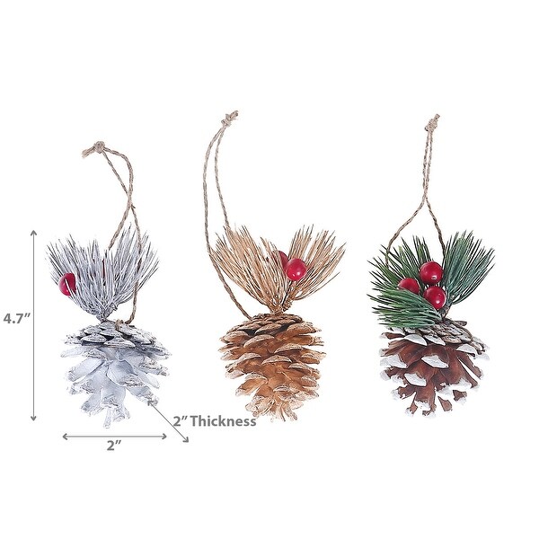 Christmas Pinecone With Berries Ornament