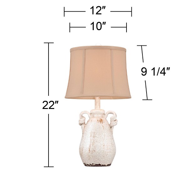 High Crackled Ivory Glaze Ceramic Beige Bell Shade For Bedroom Living Room House Home