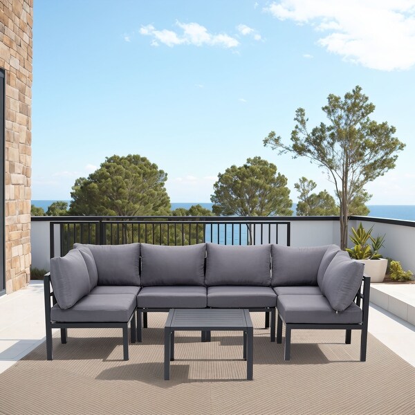 Zenova 5/7 Pcs Aluminum Patio furniture Set ，Outdoor Sectional Sofa