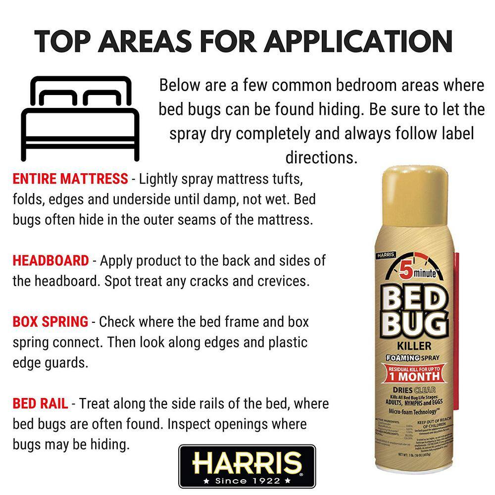 Harris 16 oz. 5-Minute Bed Bug Killer Foaming SprayKills All Life Stages (3-Pack) 3GOLDBB-16A