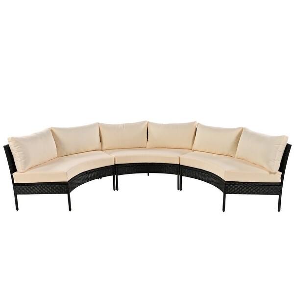 3 Piece Patio Furniture Set，Curved Outdoor Conversation Set，All Weather Sectional Sofa，Beautiful Curved Outdoor Sofa