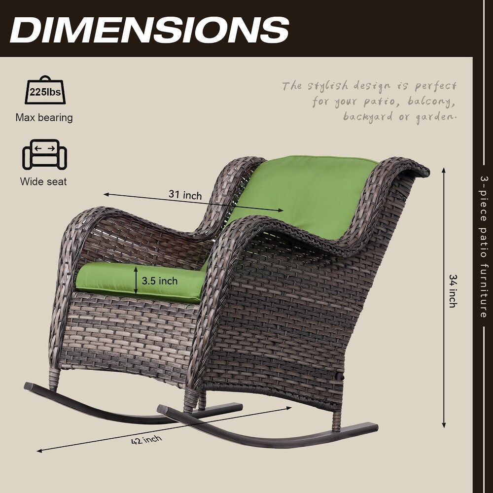 Cozywor Outdoor Wicker Rattan Swivel Rocking Chair