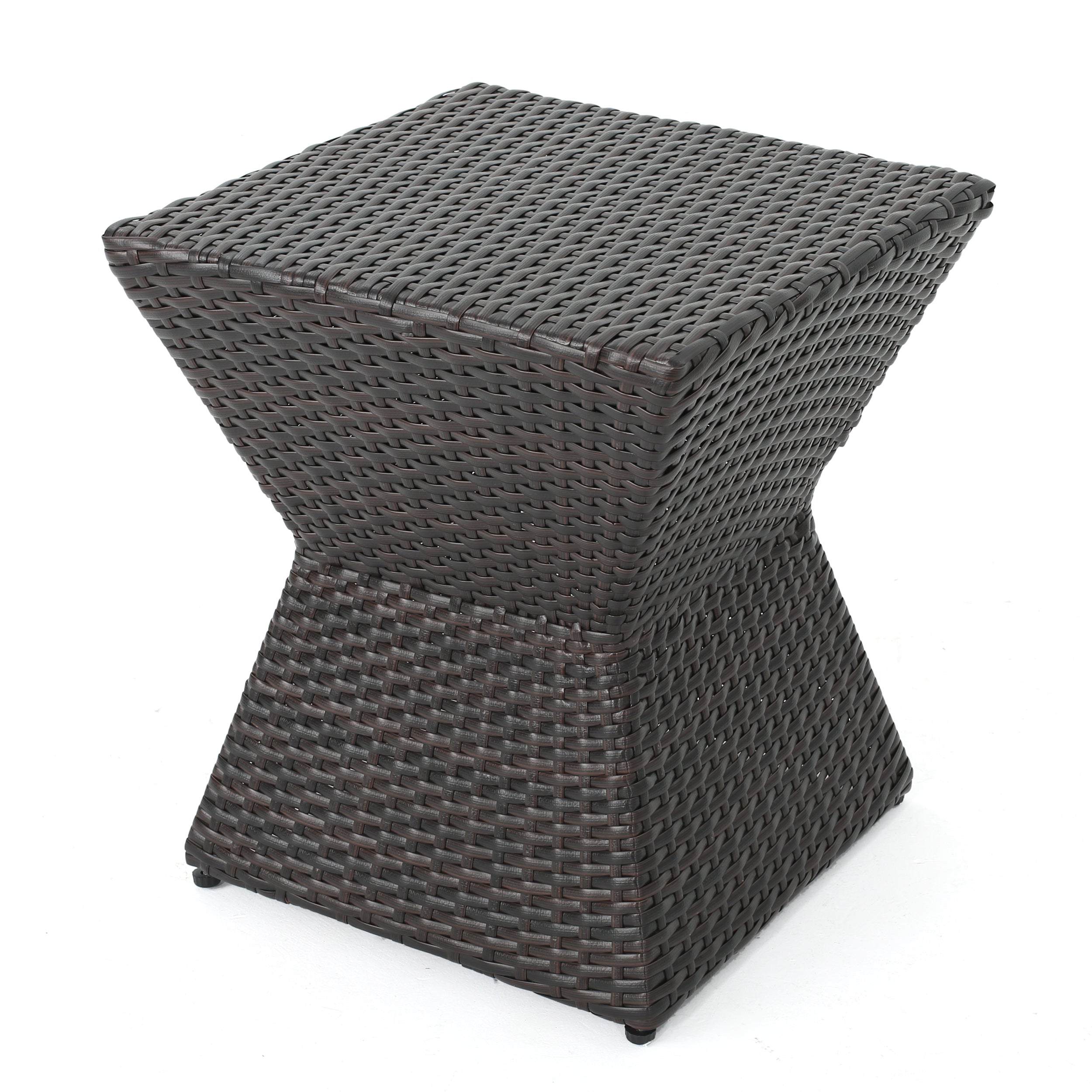 Frances Outdoor 16-inch Multi-brown Wicker Square Side Table