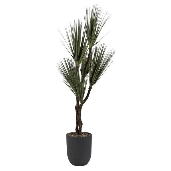 DandW Silks 7feet Yucca Tree in Round Grey Planter