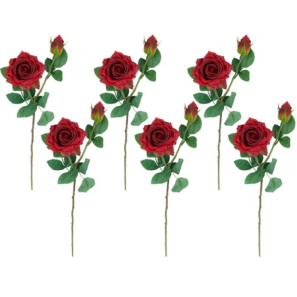 real touch™ red artificial rose stems set of 6 19