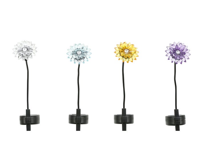 Assorted Alpine Solar Acrylic Chrysanthemum Stake Light QYY100ABB