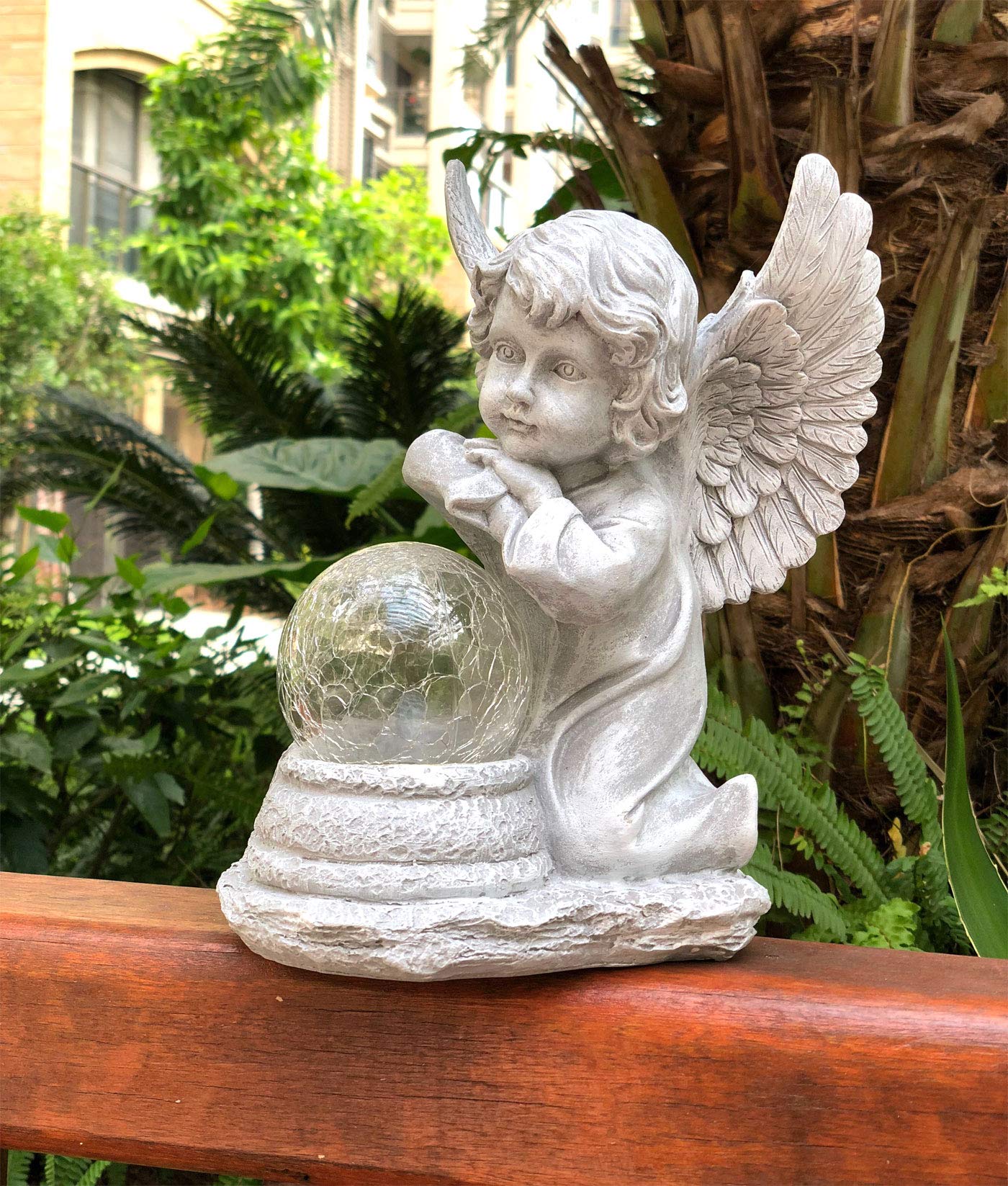 Bo-Toys Solar Powered Angel with Solar Glowing Globe LED Garden Light Decor Color Change