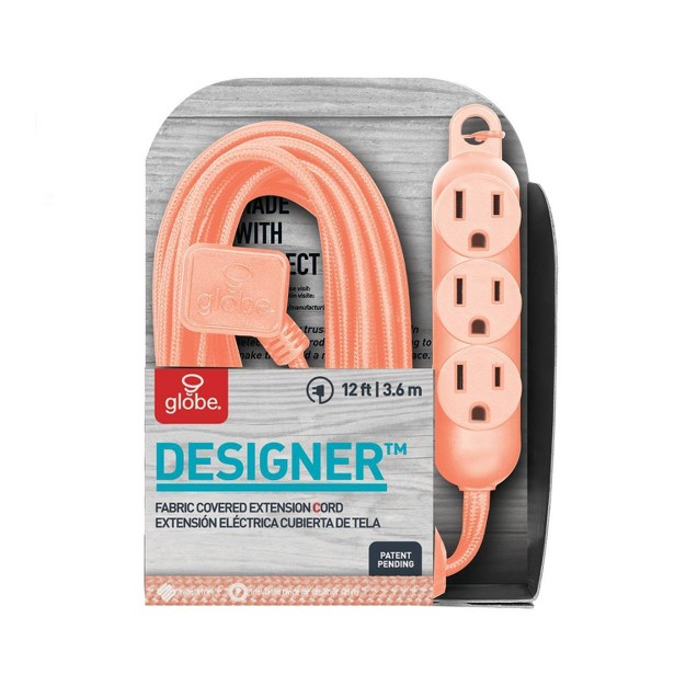 Globe Electric 12 x27 3 Outlet Extension Cord Apricot