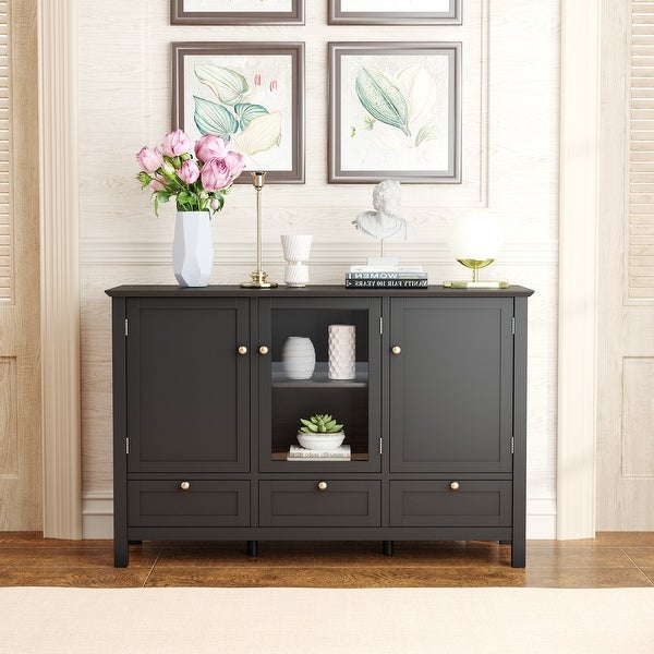 44.9'' Accent Cabinet Modern Console Table Sideboard for Living Room Dining Room With 2 Doors， 3 Drawers