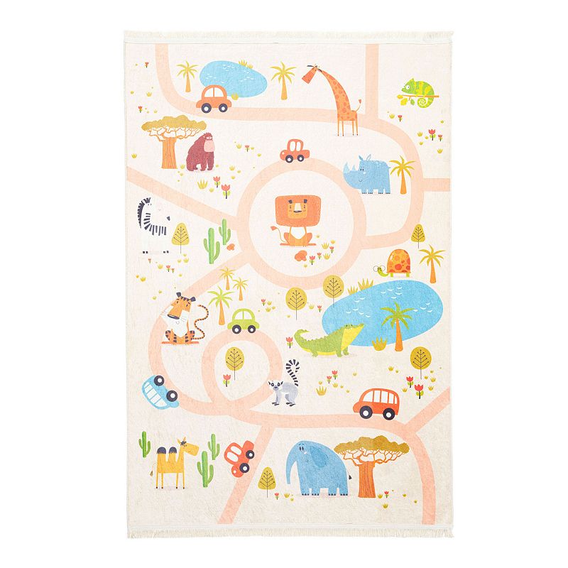 Mother Ruggers Let's Go Machine Washable Colorful Kid's Rug