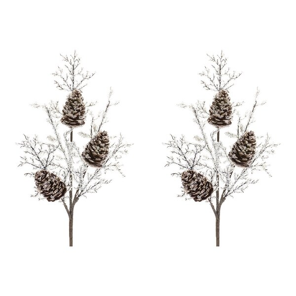 Iced Pinecone Twig Branch (Set of 2)