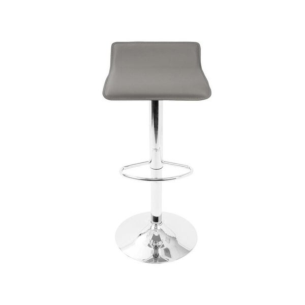 Adjustable Stool in Grey PU Leather and Stainless Steel Base Set of 2