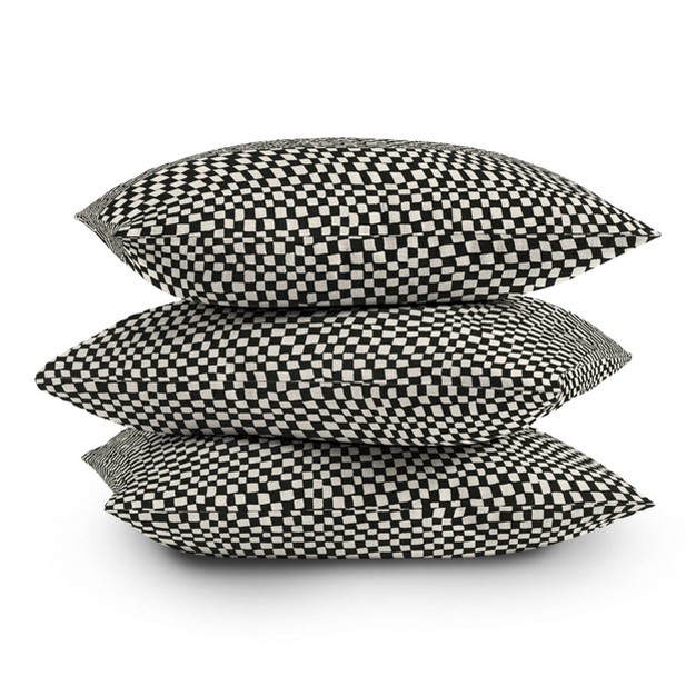 Iveta Abolina Lazy Checker Outdoor Throw Pillow Coal Black Deny Designs