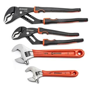 Crescent Adjustable Wrench (6 in. and 10 in.) and Tongue and Groove Plier (10 in. and 12 in.) Set (4-Piece) AC610CRT4002CB