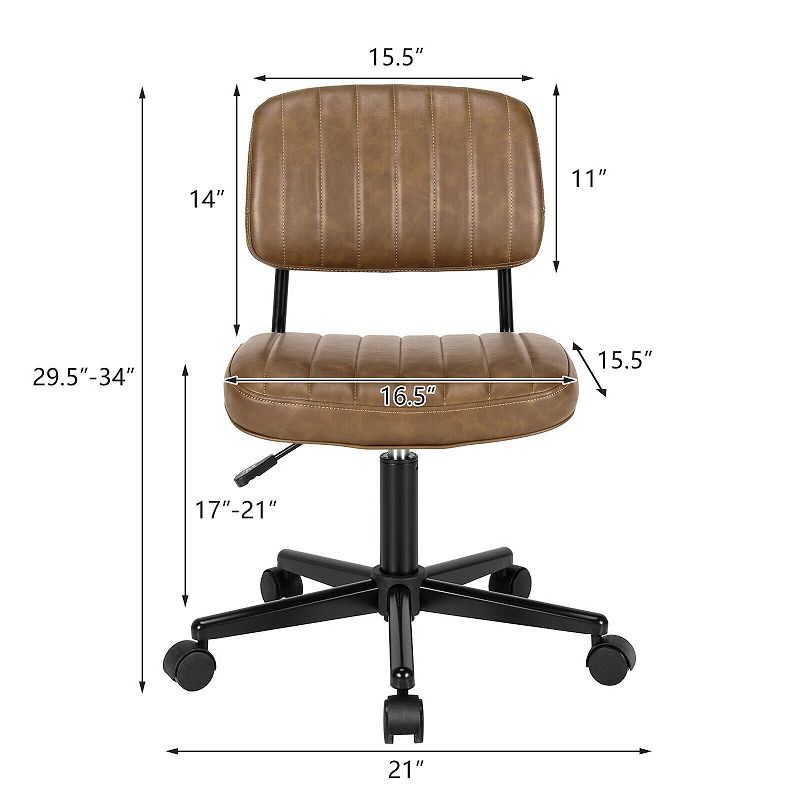 PU Leather Adjustable Office Chair  Swivel Task Chair with Backrest