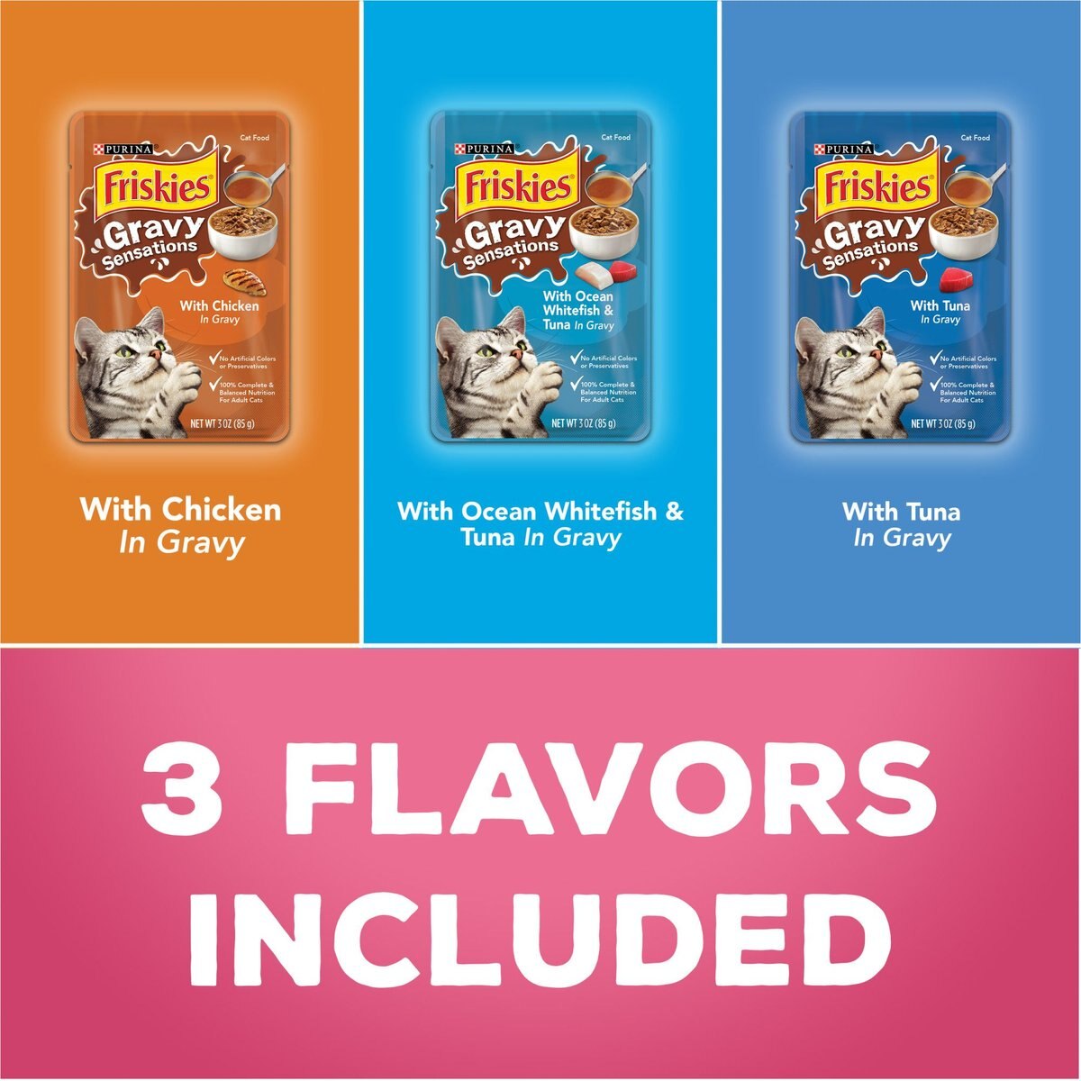 Friskies Gravy Sensations Surfin' and Turfin' Favorites Cat Food Pouches