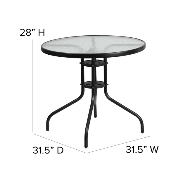 Round Tempered Glass Metal Table