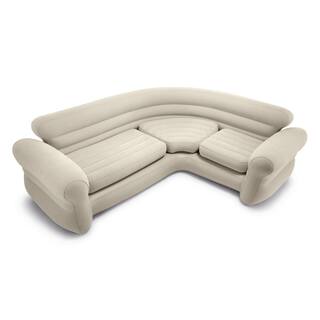 Intex Inflatable Corner Living Room Air Mattress Sectional Sofa Beige 68575EP