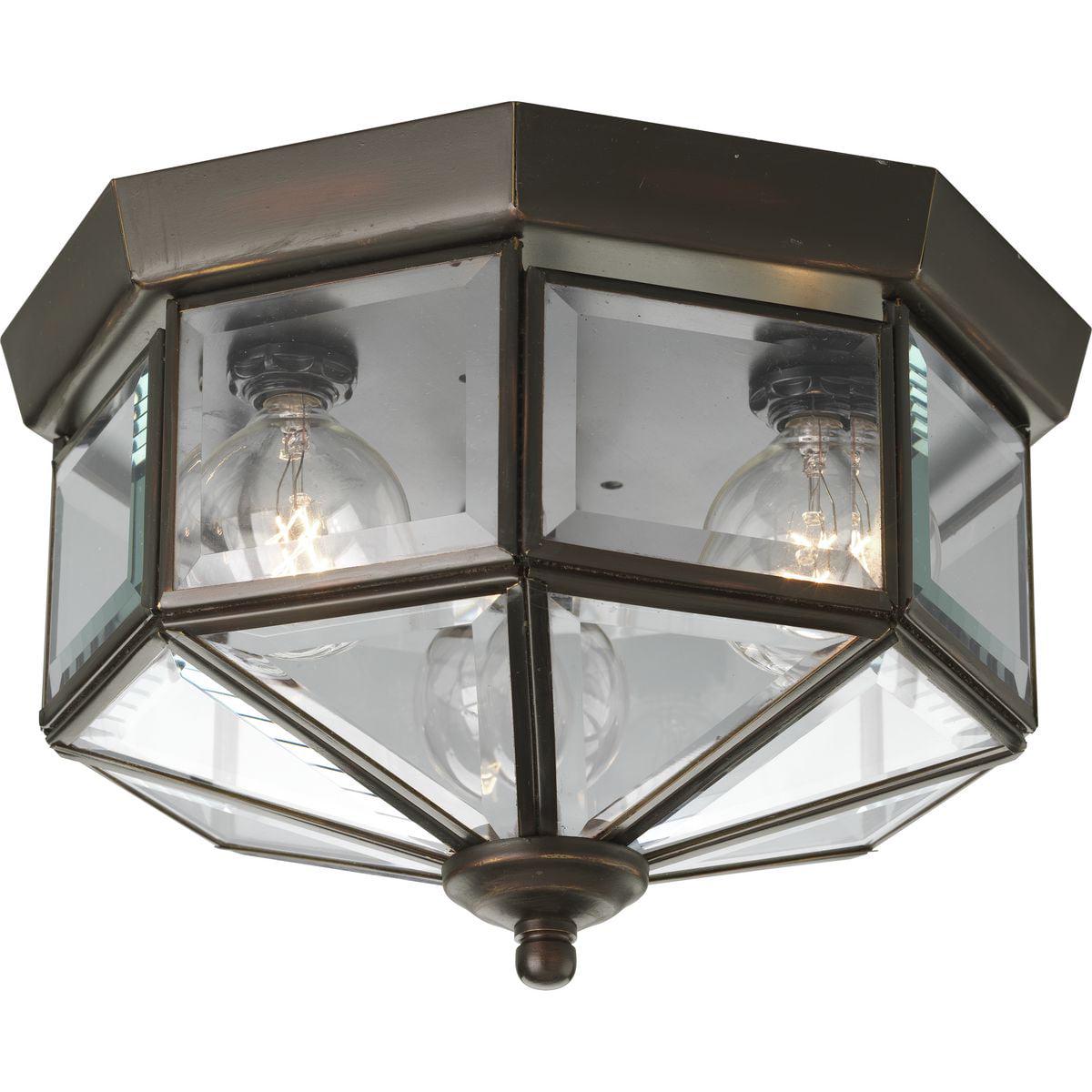 Three-Light Beveled Glass 9-3/4 Close-to-Ceiling