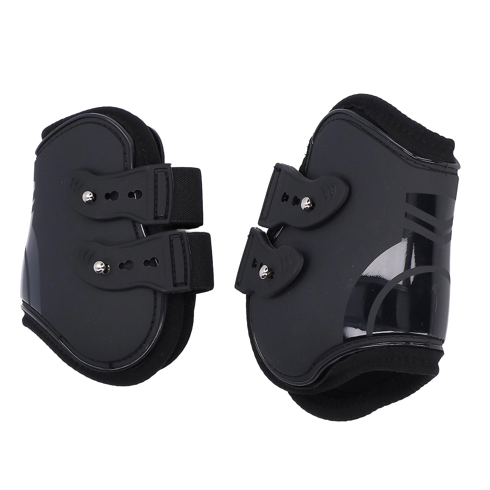 2pcs Horse Tendon Boots Set Sturdy Adjustable Pu Shell Tendon Guard Boots For Horsesblack Hind Legs Xl