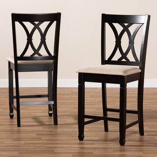 Baxton Studio Reneau 43 in. Sand Brown and Espresso Bar Stool (Set of 2) 153-2PC-9595-HD