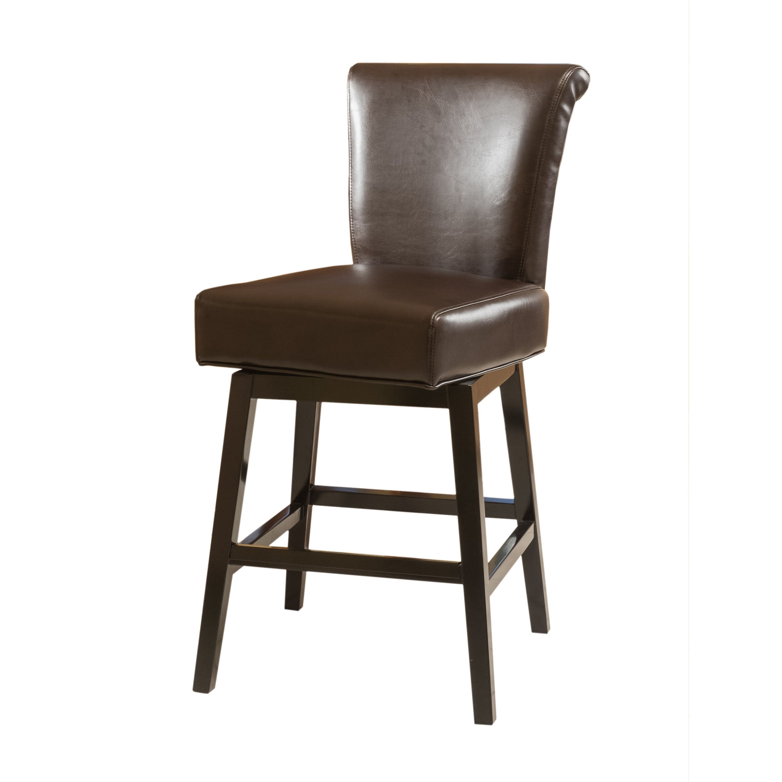 Bergen Dark Brown Leather Swivel Counter Stool