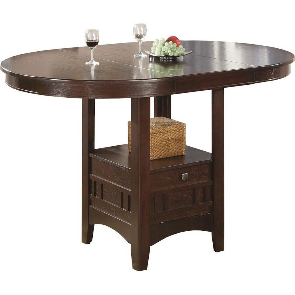 Espresso Extendable Counter Hight Dining Table with Storage Base