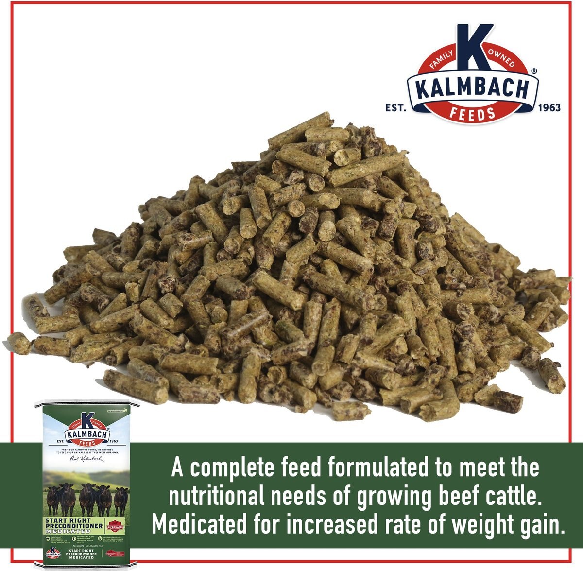 Kalmbach Feeds Start Right Preconditioner Cattle Feed， 50-lb bag