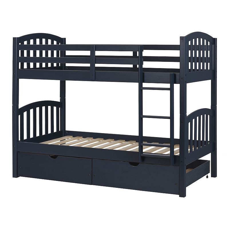 South Shore Ulysses Twin Bunk Bed and Rolling Drawers Set