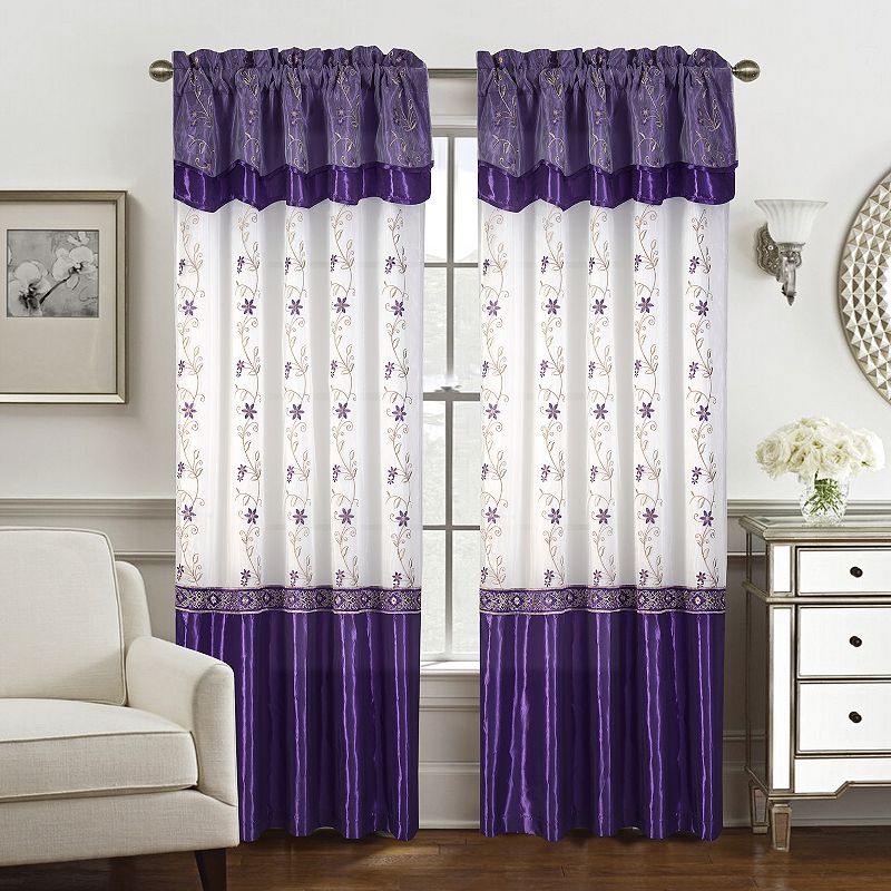 Priscilla Embroidered Panel With Double Valance