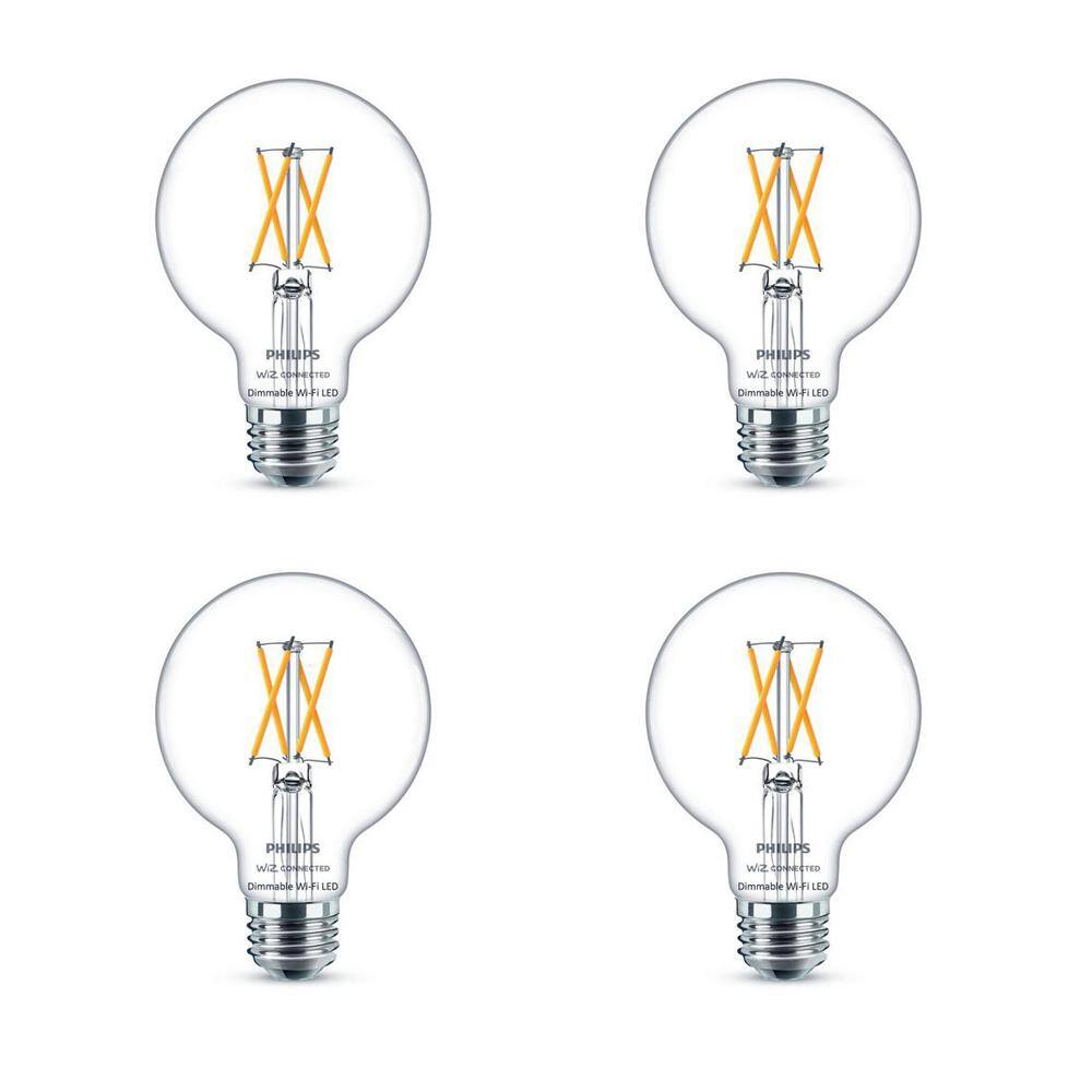 Philips Soft White G25 LED 40-Watt Equivalent Dimmable Smart Wi-Fi Wiz Connected Wireless Light Bulb (4-Pack) 555532