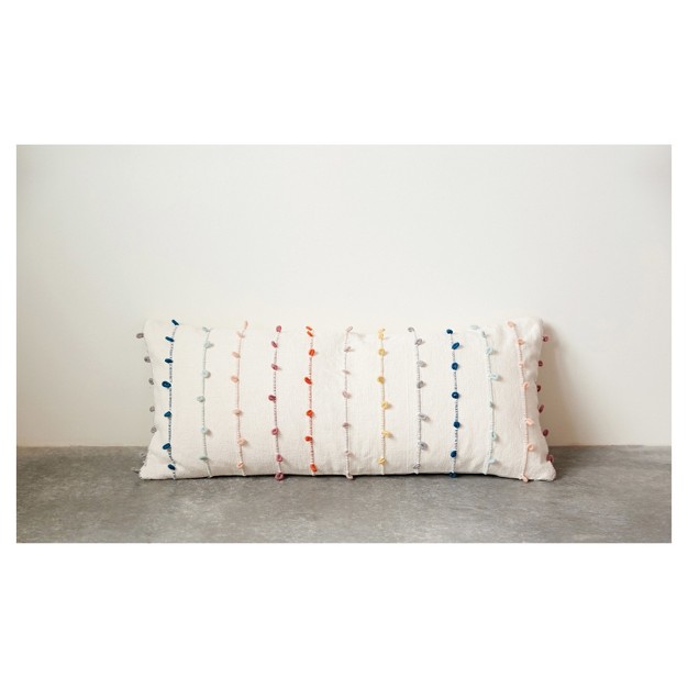 Cotton Throw Pillow With Embroidery Loop Storied Home