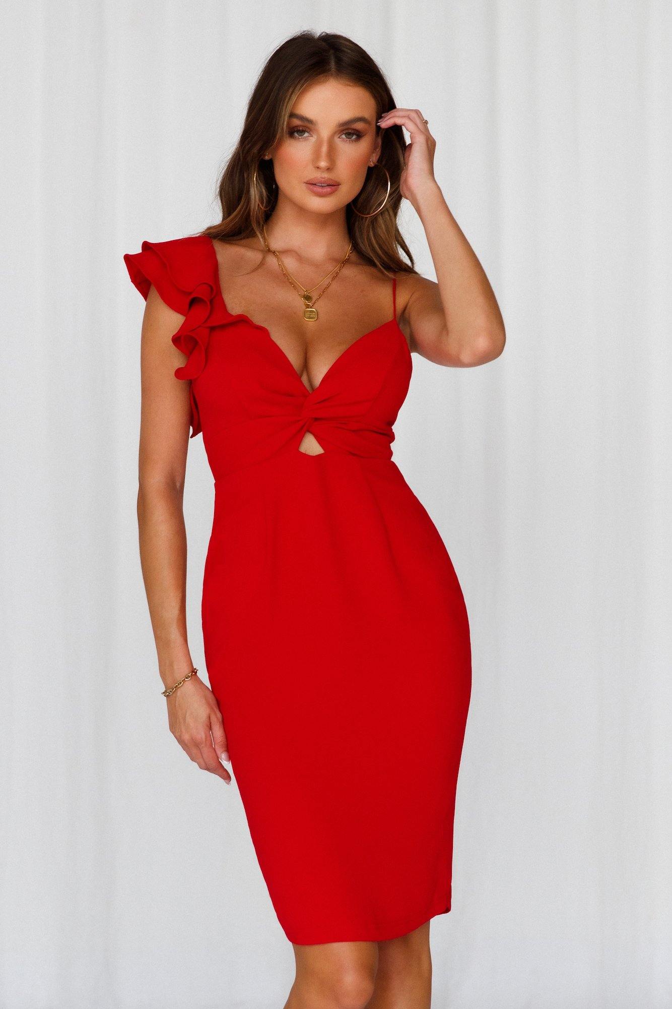 Home Late Midi Dress Red